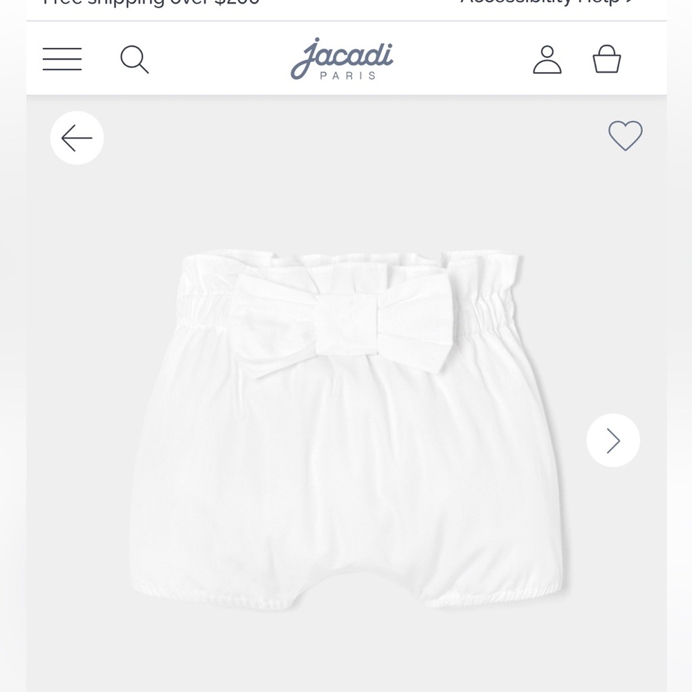 NWT Jacadi White Cotton Bloomers